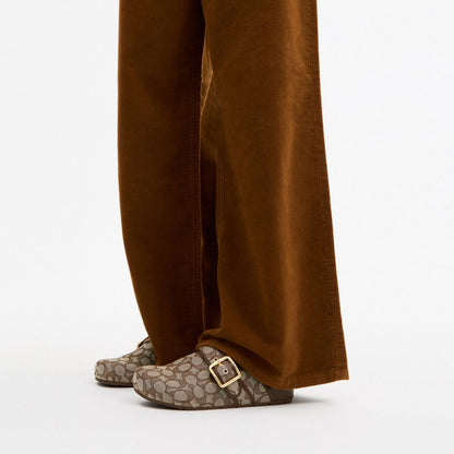 Coach Archival Buckle Clog In Signature Jacquard Oak Maple