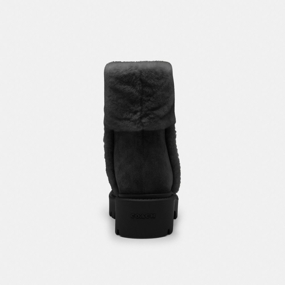 Coach Chunky Sherpa Bootie In Signature Suede Black