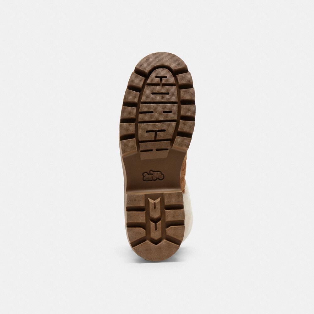 Coach Chunky Sherpa Bootie In Signature Suede Tobacco
