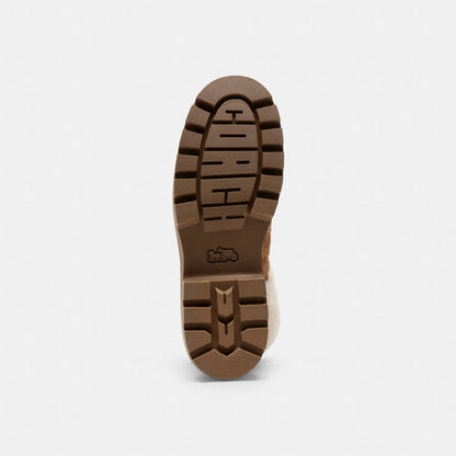 Coach Chunky Sherpa Bootie In Signature Suede Tobacco