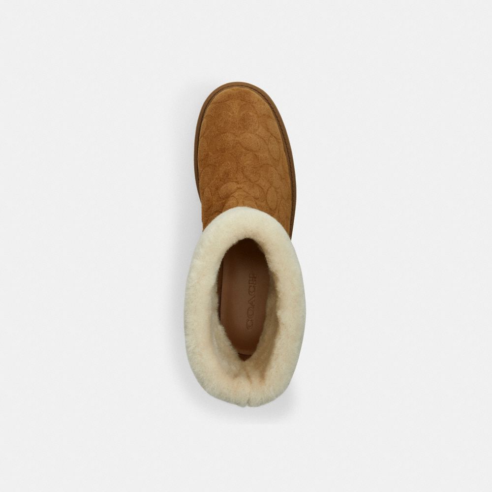Coach Chunky Sherpa Bootie In Signature Suede Tobacco