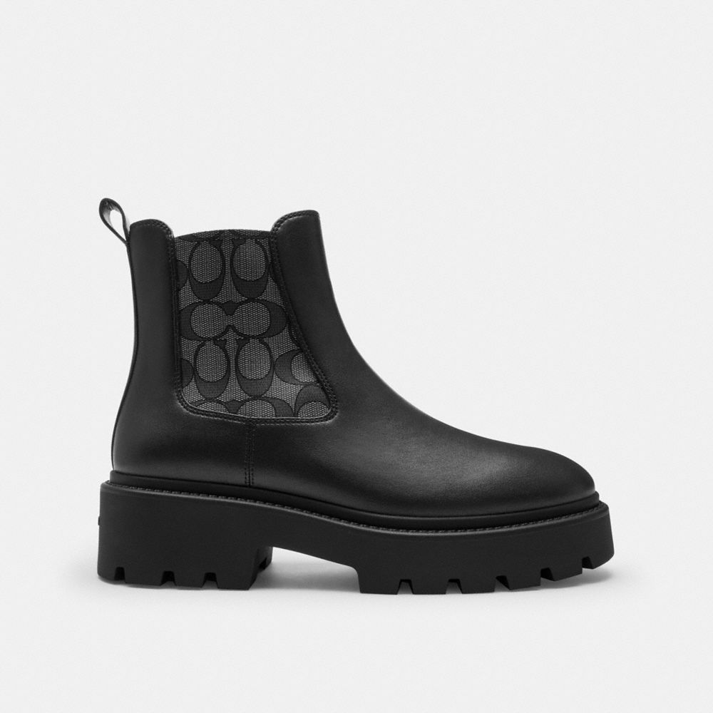 Coach Lucy Chelsea Boot With Signature Polyester Black
