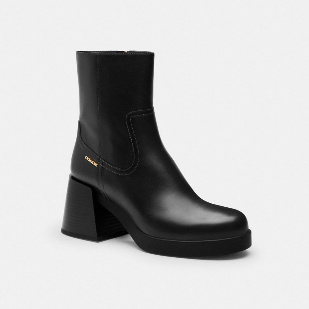 Women's Coach Block Heel Boot Black