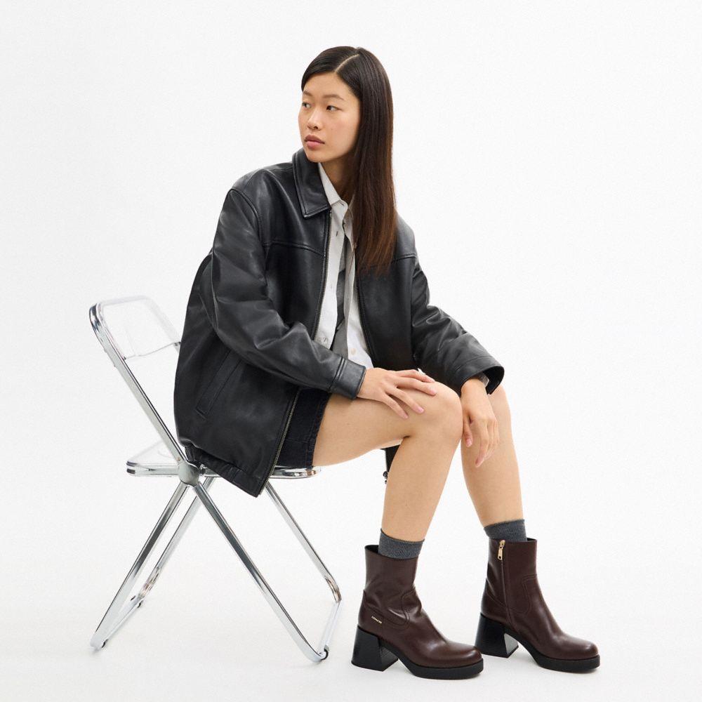 Coach Block Heel Boot Maple