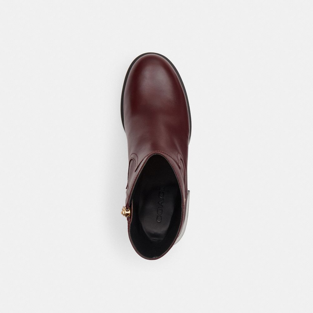 Coach Block Heel Boot Dark Wine