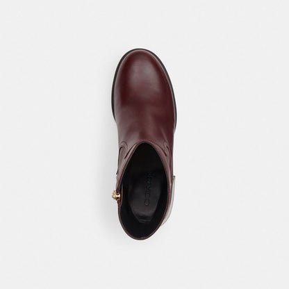 Coach Block Heel Boot Dark Wine