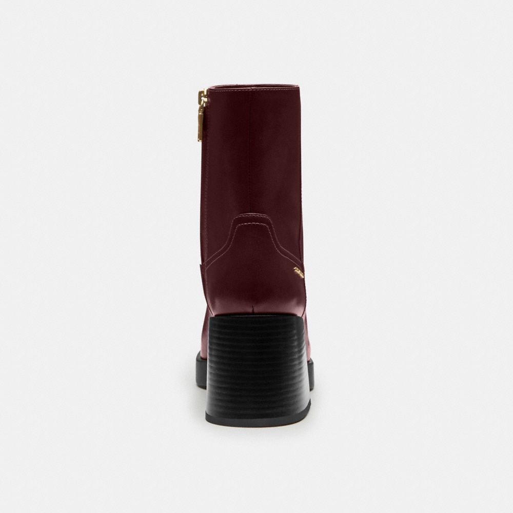 Coach Block Heel Boot Dark Wine