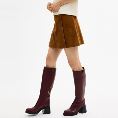 Coach Block Heel Tall Boot Dark Wine
