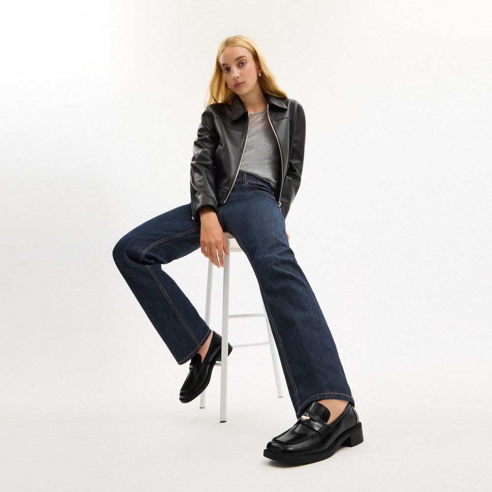 Coach Square Toe Loafer Black