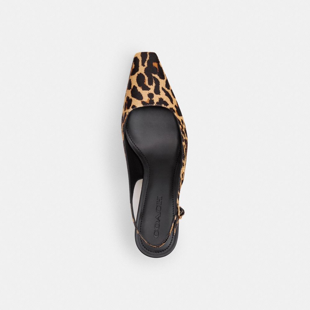 Coach Slingback Heel With Leopard Print Tan & Black