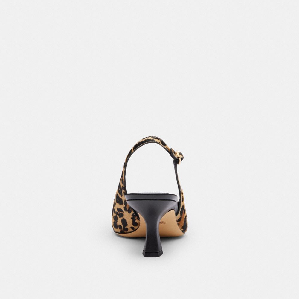 Coach Slingback Heel With Leopard Print Tan & Black