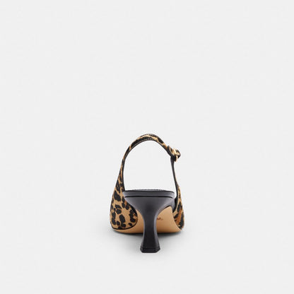 Coach Slingback Heel With Leopard Print Tan & Black