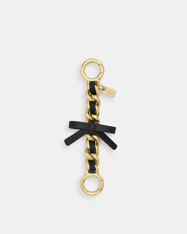 Bow Strap Extender Smooth Leather-Im-Gold Black Smooth Leather-Im-Gold Black