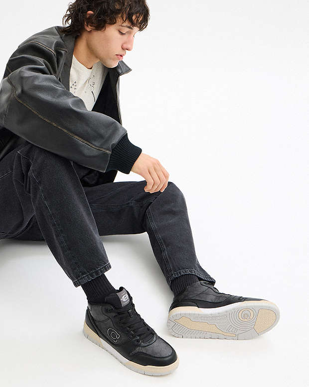 Soho Mid Top Sneaker In Signature Canvas Charcoal-Black Charcoal-Black
