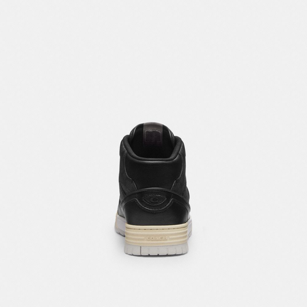 Men's Coach Soho Mid Top Sneaker In Signature Canvas Charcoal Black