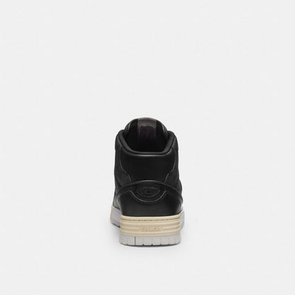 Men's Coach Soho Mid Top Sneaker In Signature Canvas Charcoal Black