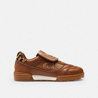 Women's Coach Match Sneaker With Leopard Print Sable Multi