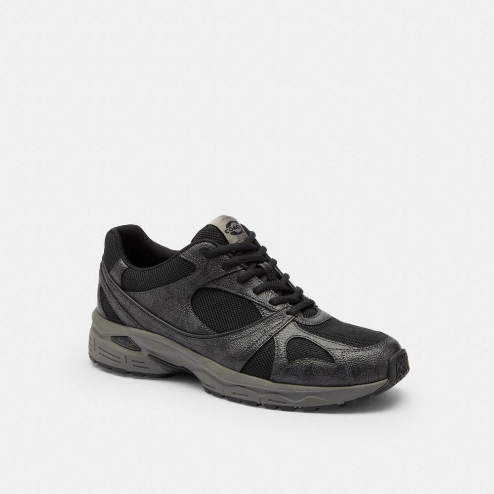 Men's Coach Sport Sneaker In Signature Canvas Charcoal Black