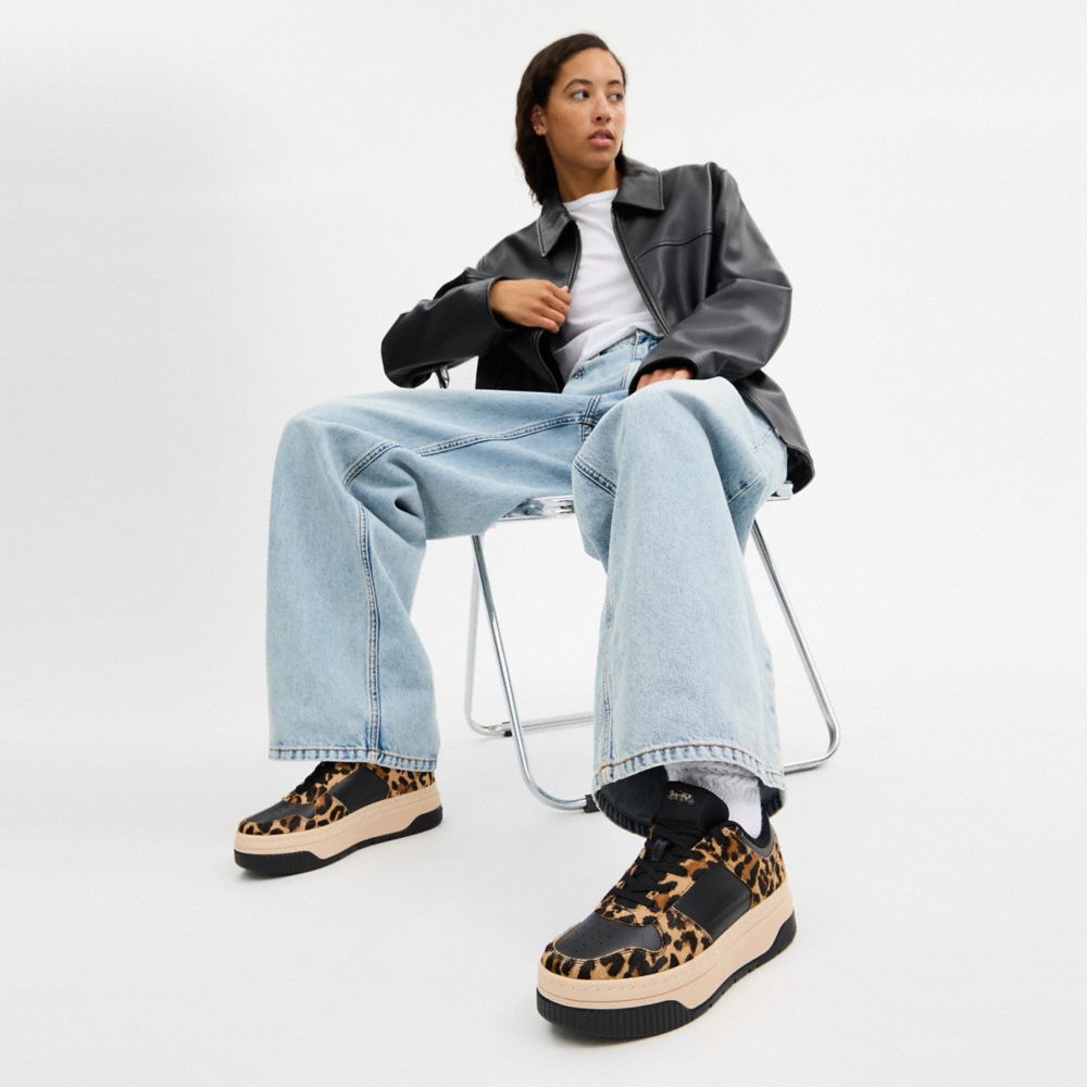 Coach Platform Sneaker With Leopard Print Black Leopard