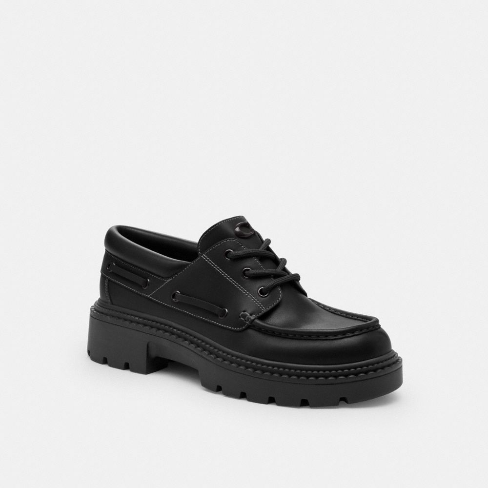 Men's Coach Lug Sole Boat Shoe Black