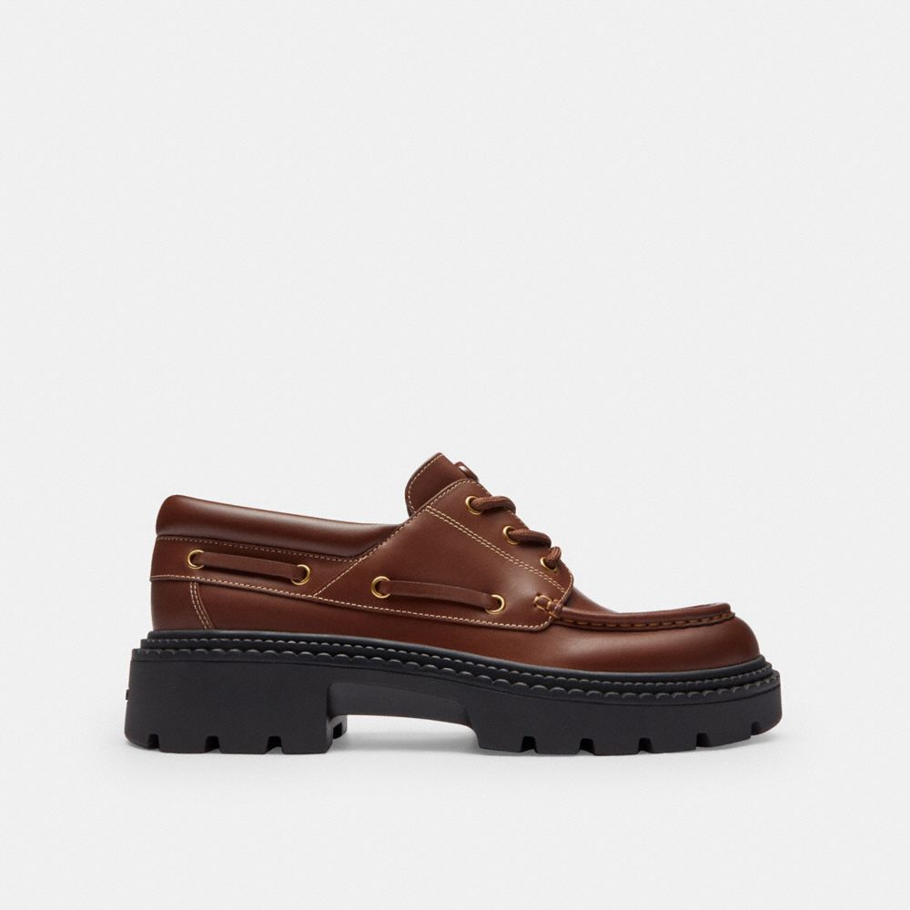 Men's Coach Lug Sole Boat Shoe Vintage Brown