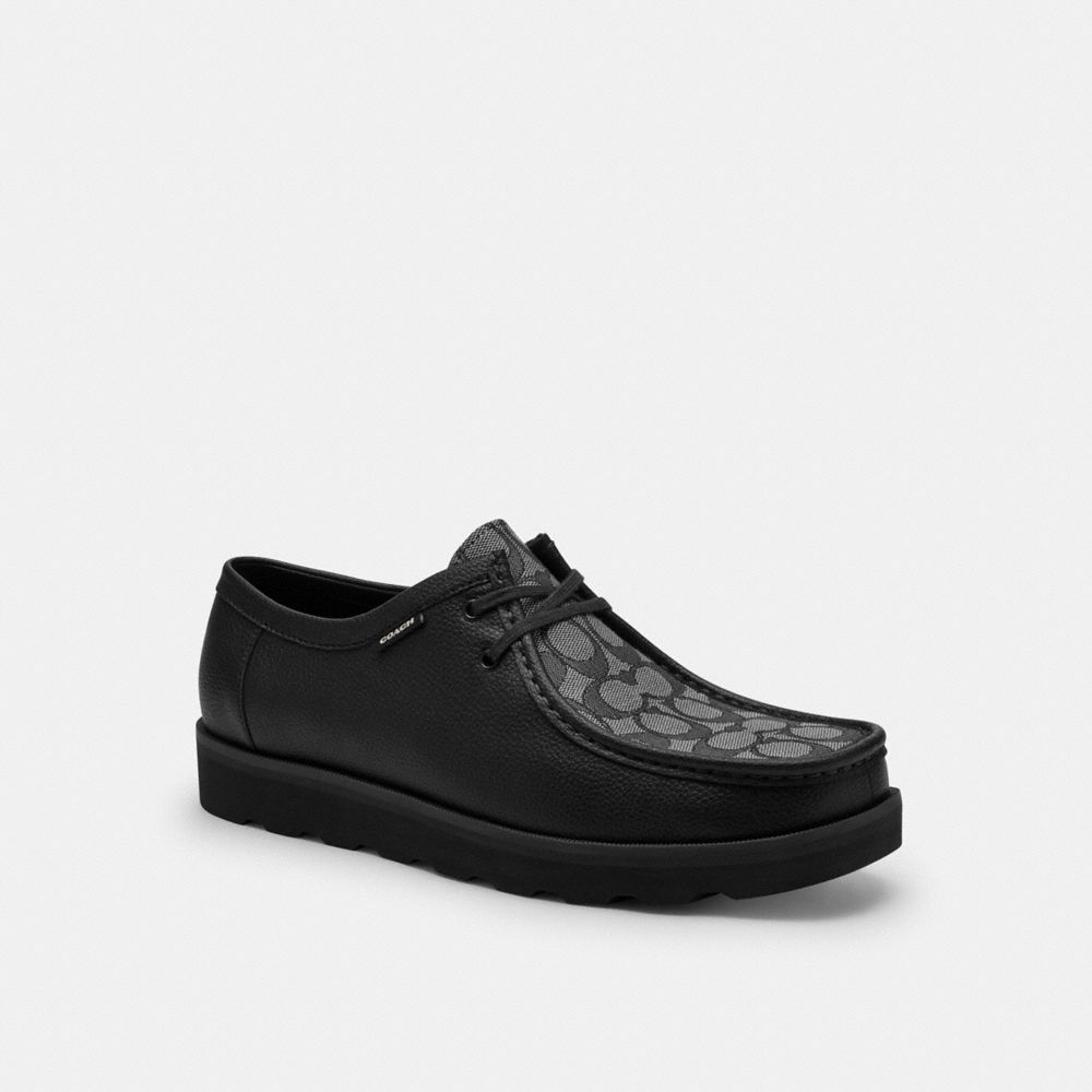 Coach Chukka Shoe With Signature Canvas Charcoal Black