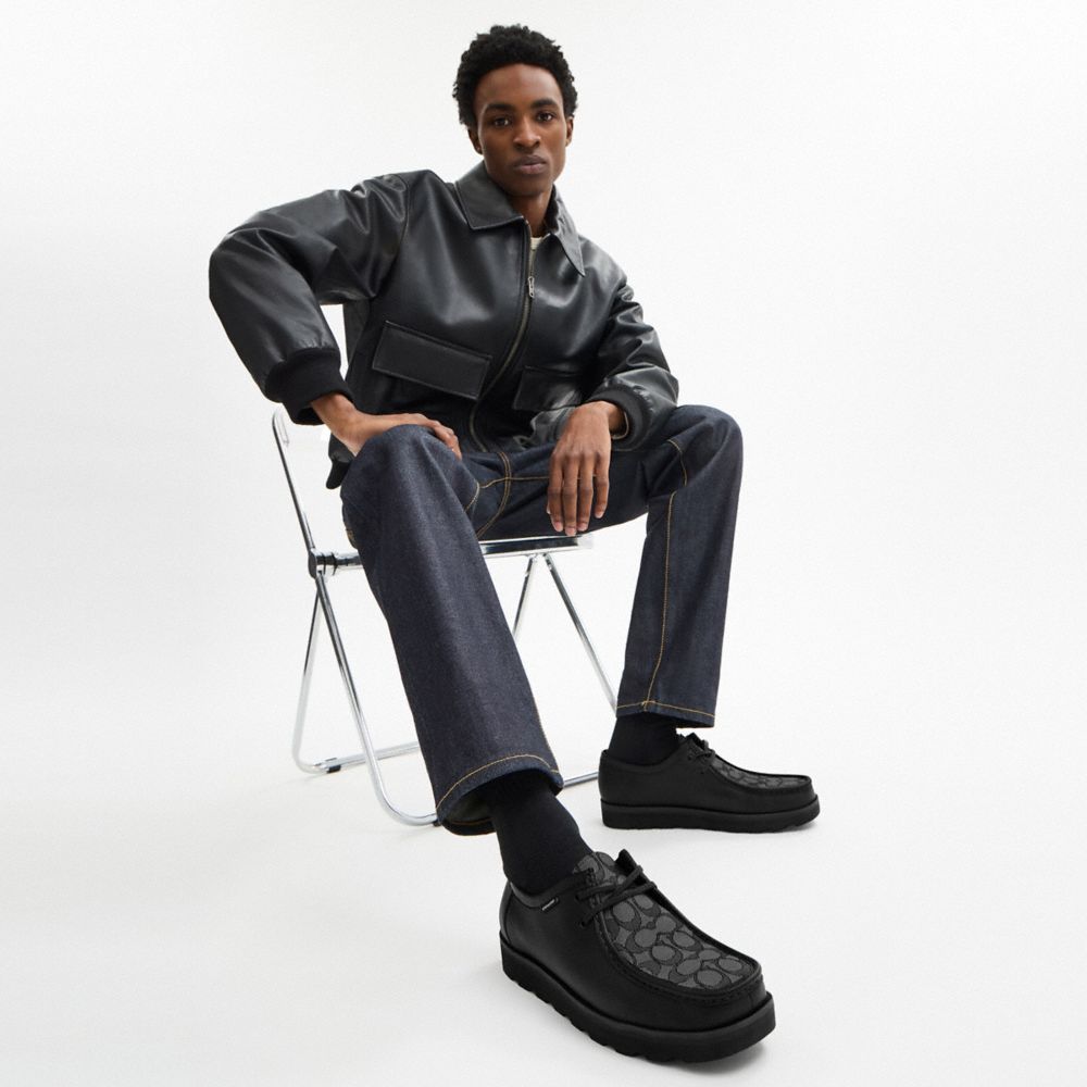 Coach Chukka Shoe With Signature Canvas Charcoal Black