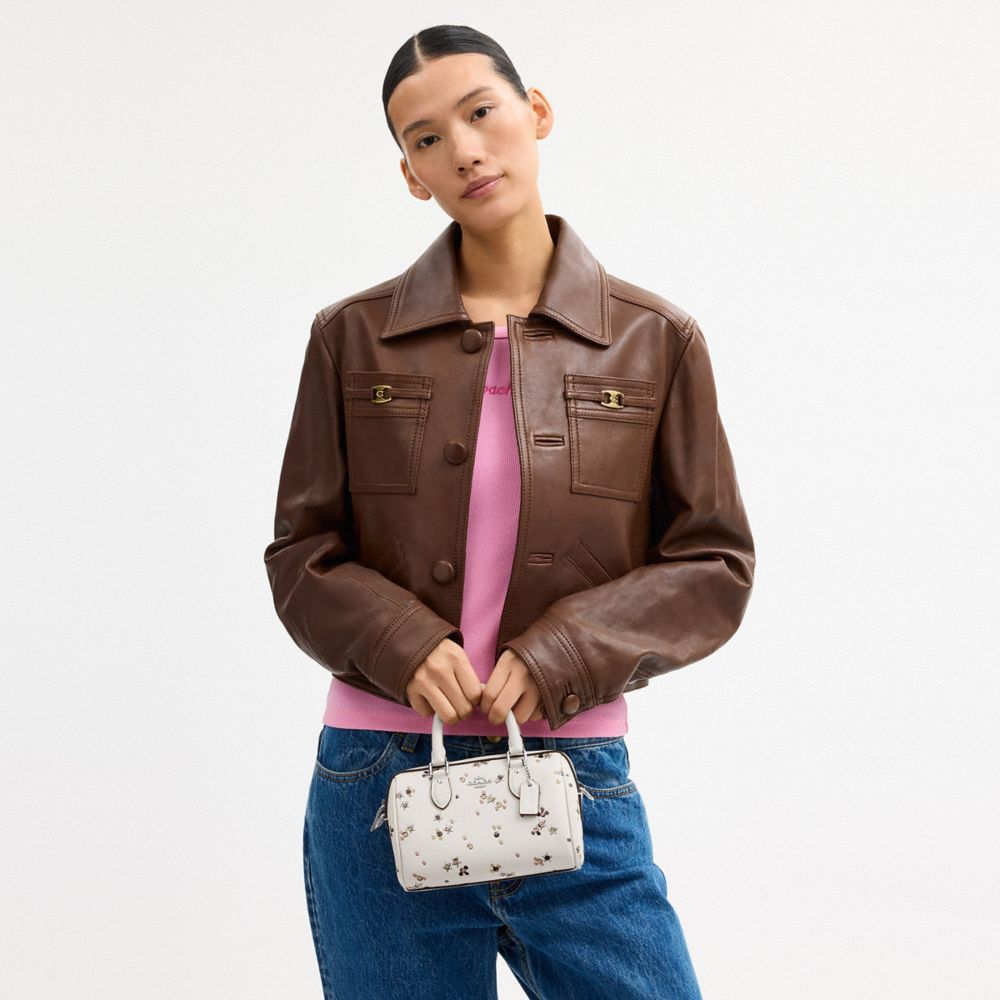 Coach Mini Rowan Crossbody Bag With Star Print Silver