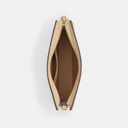 Coach Slim Crossbody Bag In Signature Leather Gold Oat