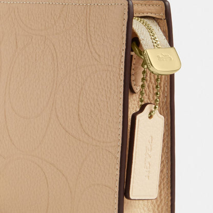 Coach Slim Crossbody Bag In Signature Leather Gold Oat
