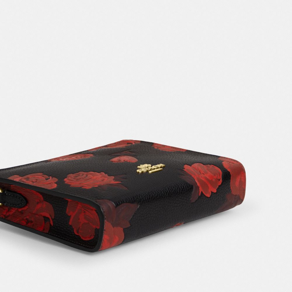 Coach Slim Crossbody Bag With Floral Print Im Black Red