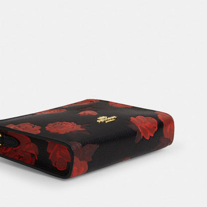 Coach Slim Crossbody Bag With Floral Print Im Black Red