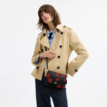 Coach Slim Crossbody Bag With Floral Print Im Black Red