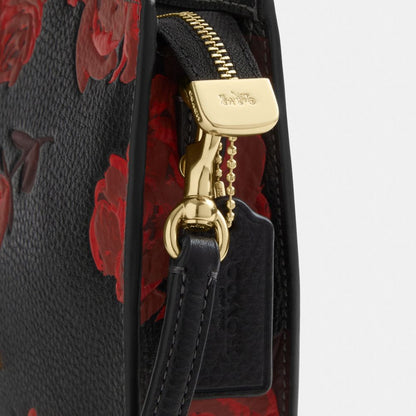 Coach Slim Crossbody Bag With Floral Print Im Black Red