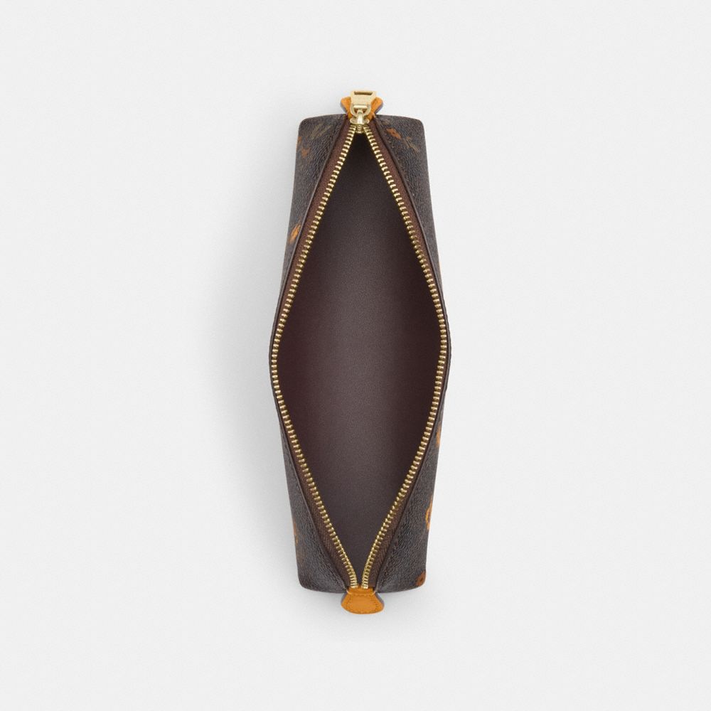Coach Pencil Case In Signature Canvas With Floral Print Im Walnut Yellow