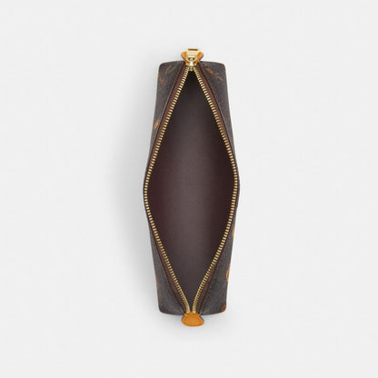 Coach Pencil Case In Signature Canvas With Floral Print Im Walnut Yellow