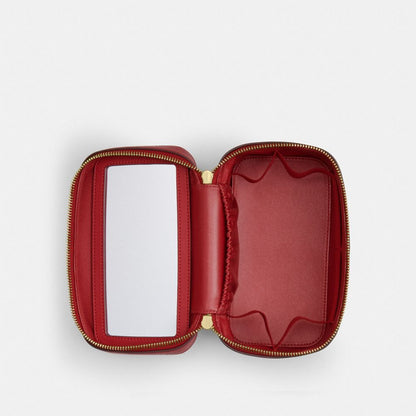 Coach Cosmetic Case In Maxi Signature Canvas Im Walnut True Red