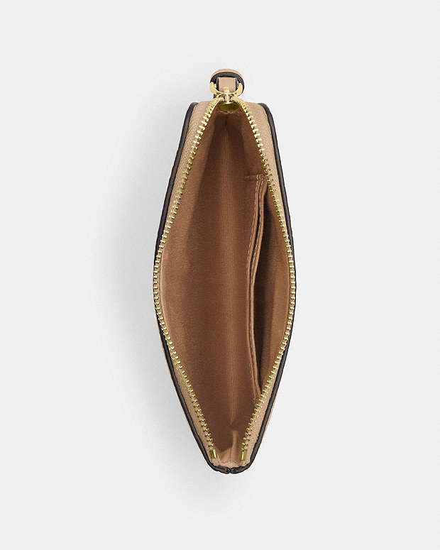 Corner Zip Wristlet In Signature Leather Pebbled Leather-Im-Oat Pebbled Leather-Im-Oat