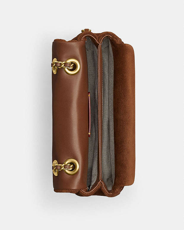 Tabby Shoulder Bag 20 With Quilting Suede-Brass-Warm Brown Suede-Brass-Warm Brown