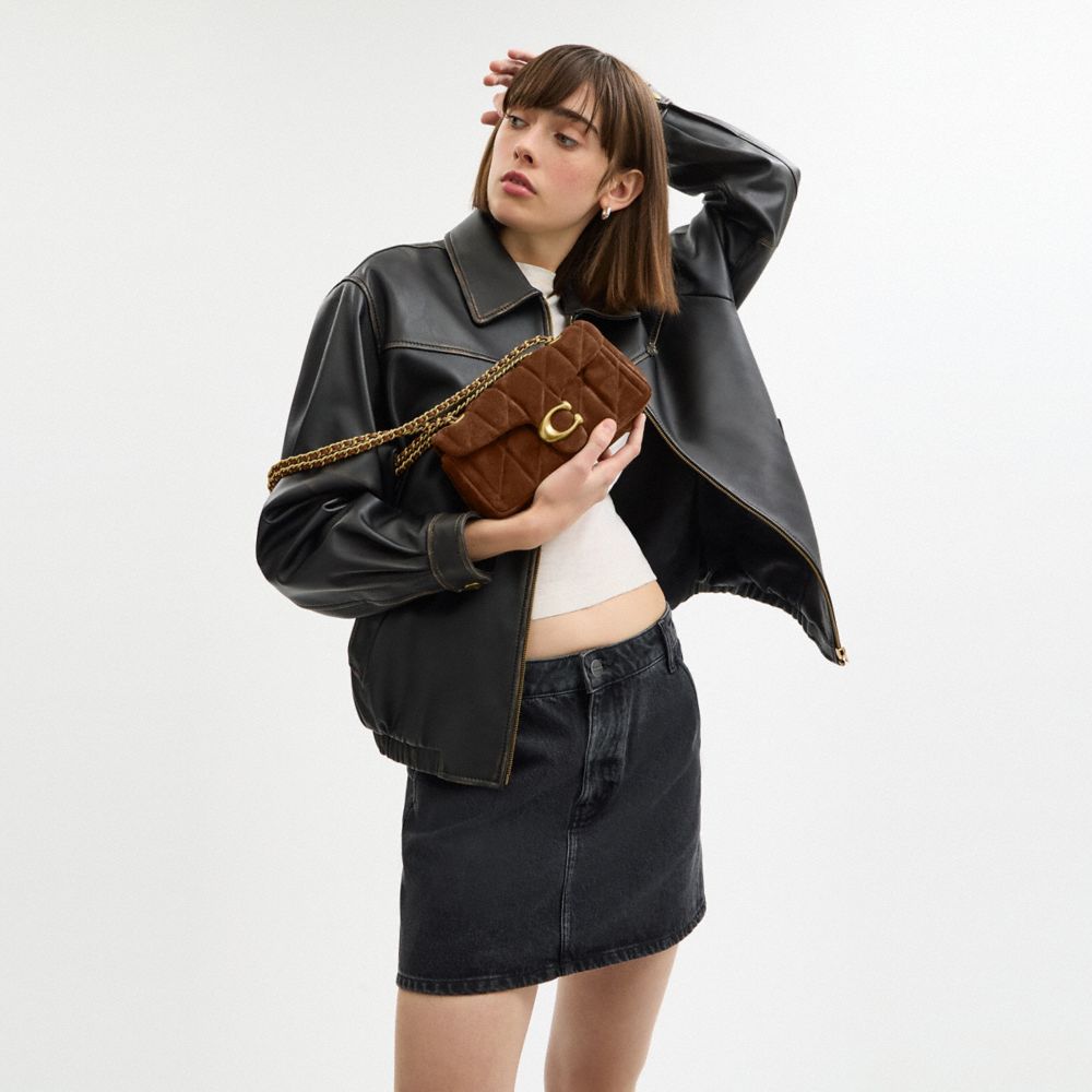 Coach Tabby Shoulder Bag 20 With Quilting Brass Warm Brown