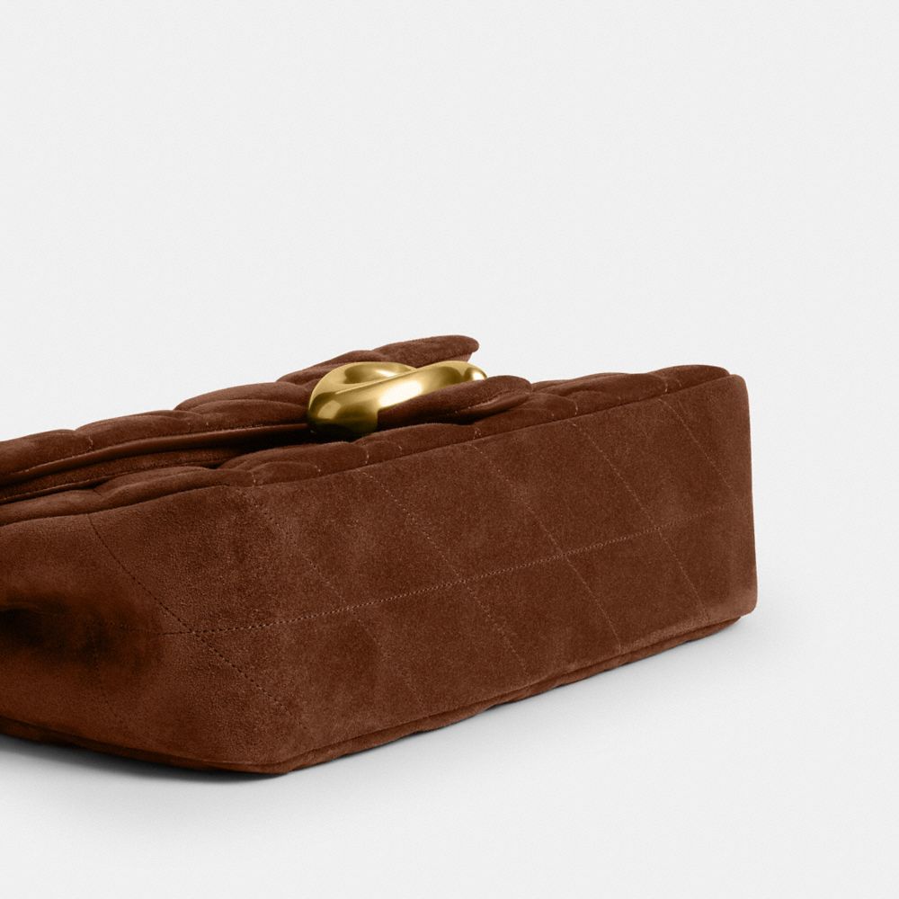 Tabby Shoulder Bag 26 With Quilting Suede-Brass-Warm Brown Suede-Brass-Warm Brown