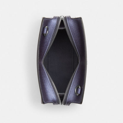 Coach Gia Crossbody Bag In Signature Canvas Silver Blue Navy