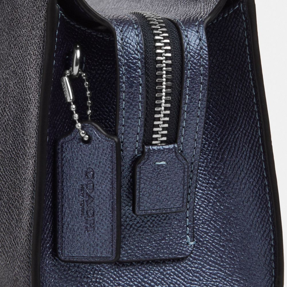 Coach Gia Crossbody Bag In Signature Canvas Silver Blue Navy