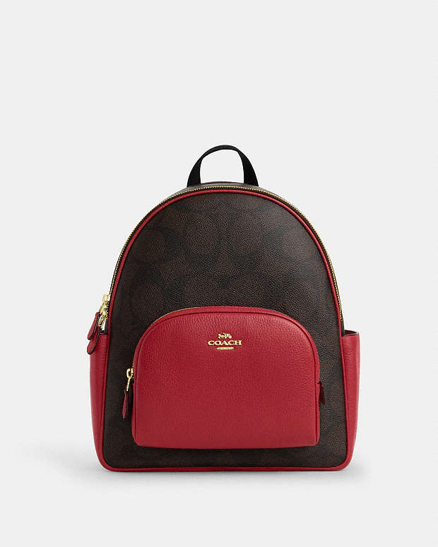 Court Backpack In Maxi Signature Canvas Signature Canvas-Im-Walnut-True Red Signature Canvas-Im-Walnut-True Red