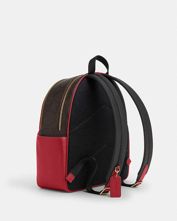 Court Backpack In Maxi Signature Canvas Signature Canvas-Im-Walnut-True Red Signature Canvas-Im-Walnut-True Red