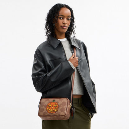 Coach Jamie Camera Bag In Signature Canvas With Halloween Print Gold Tan Multi