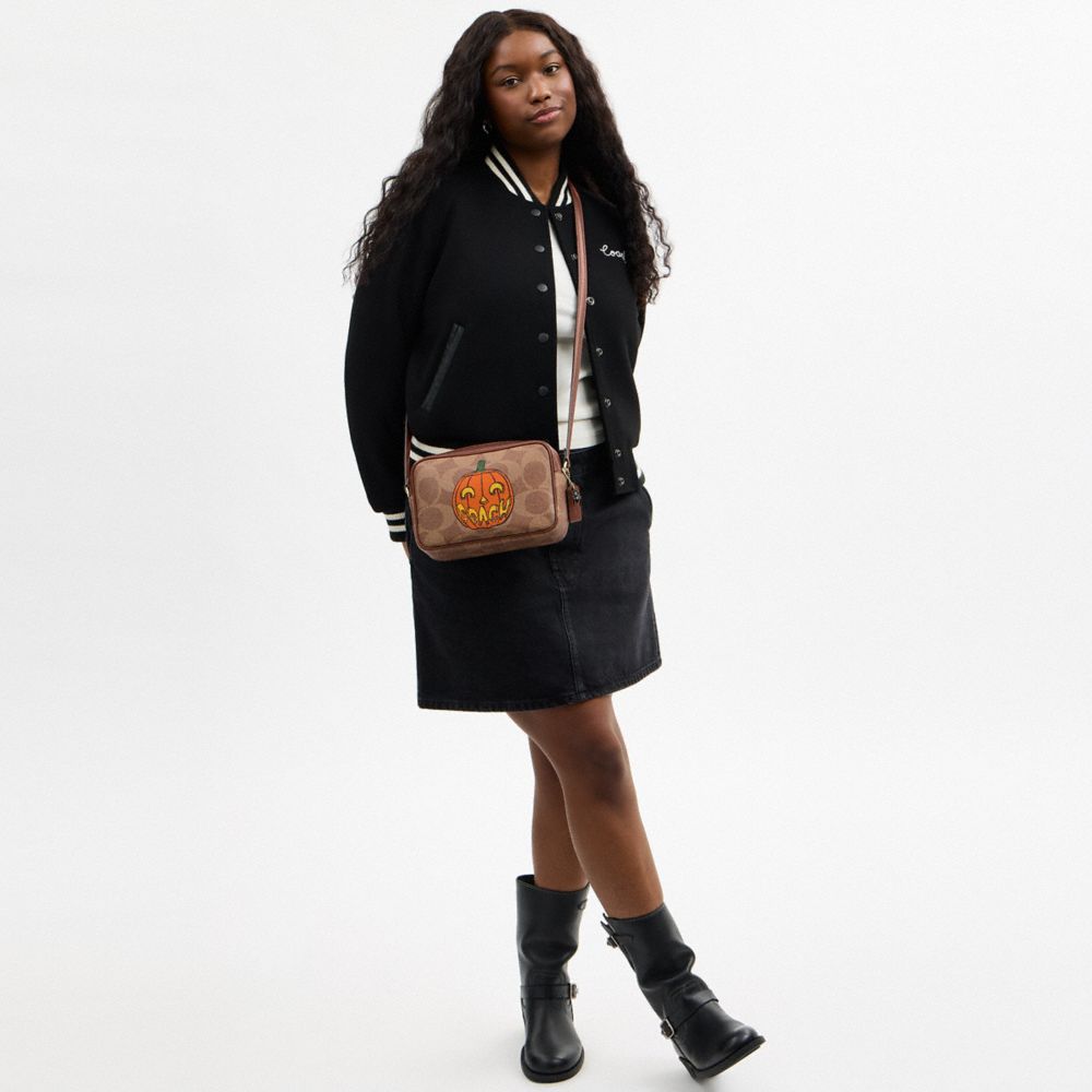 Coach Jamie Camera Bag In Signature Canvas With Halloween Print Gold Tan Multi