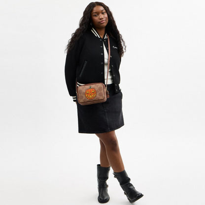 Coach Jamie Camera Bag In Signature Canvas With Halloween Print Gold Tan Multi