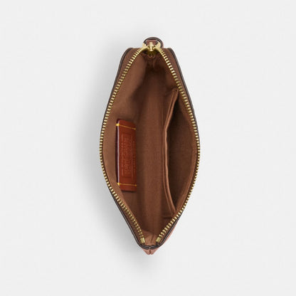 Coach Corner Zip Wristlet In Signature Canvas With Halloween Print Gold Tan Multi