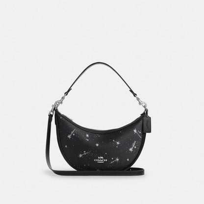 Coach Aria Shoulder Bag With Star Print Silver Black Multi